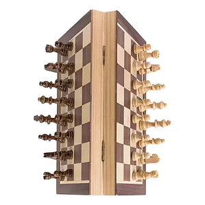 Tablero De Ajedrez Madera Tallado 40x40cm Magnético Portable