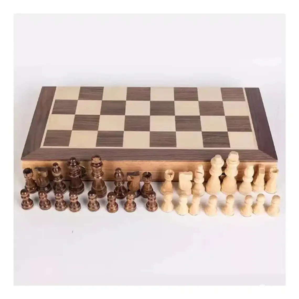 Tablero De Ajedrez Madera Tallado 40x40cm Magnético Portable 5