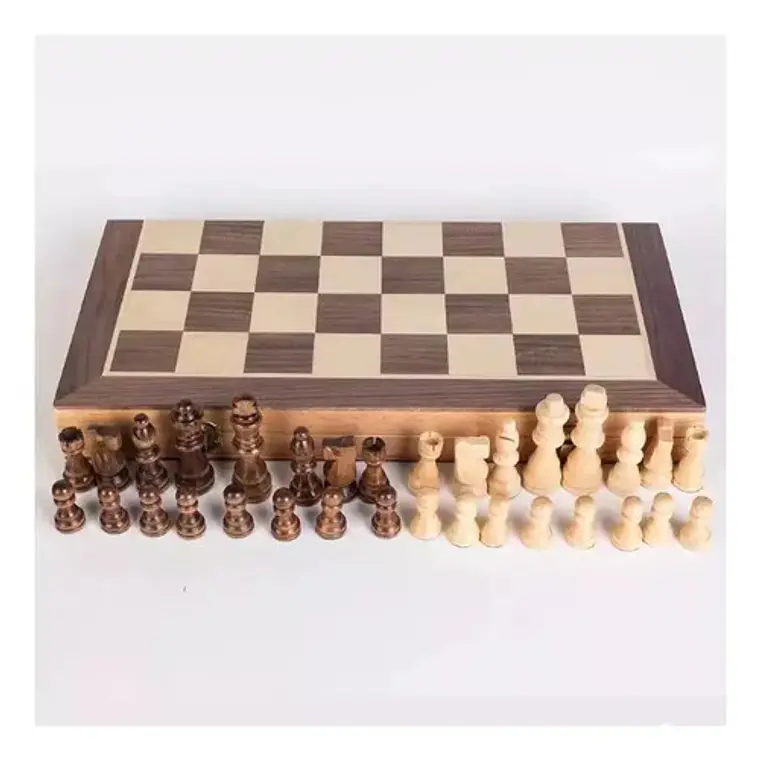 Tablero De Ajedrez Madera Tallado 40x40cm Magnético Portable 5
