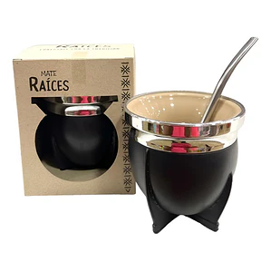 Mate Marca Raíces Térmico Pack Con Bombilla Y Caja Calidad