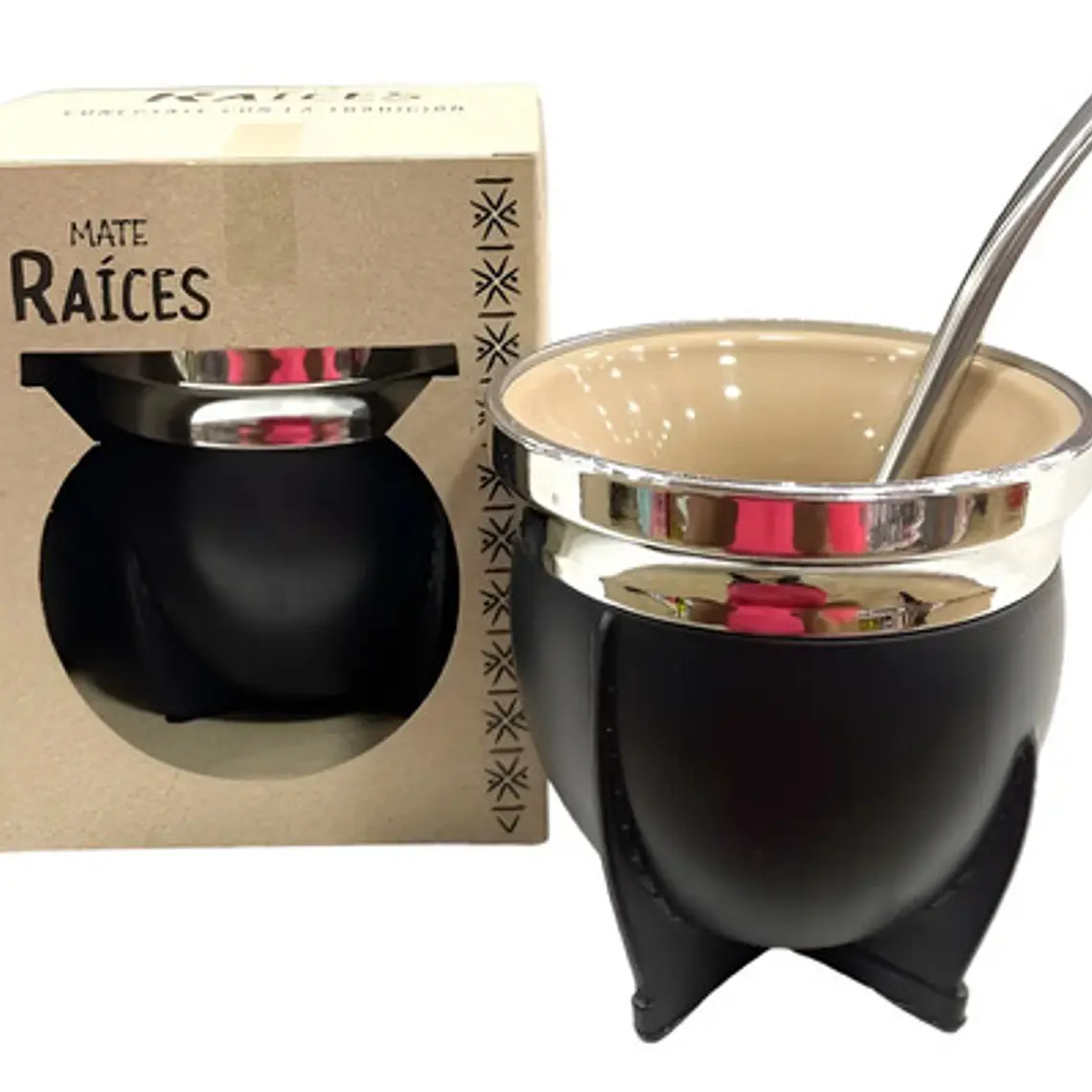 Mate Marca Raíces Térmico Pack Con Bombilla Y Caja Calidad 1