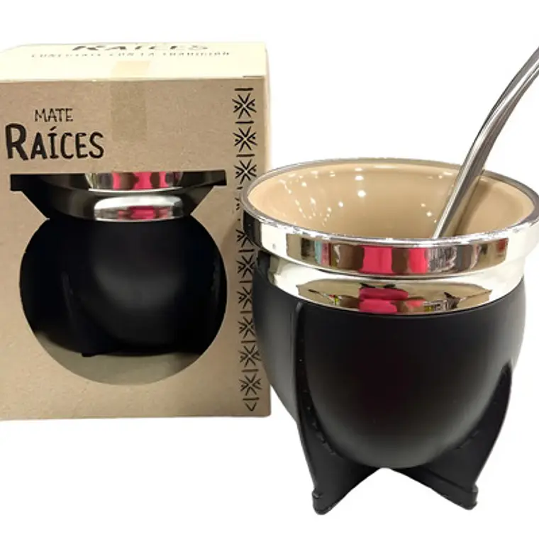 Mate Marca Raíces Térmico Pack Con Bombilla Y Caja Calidad 1