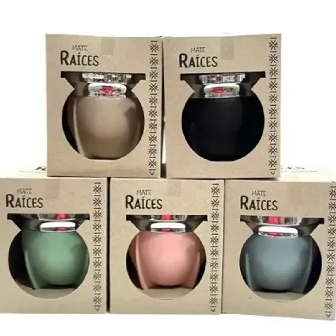 Mate Marca Raíces Térmico Pack Con Bombilla Y Caja Calidad 14