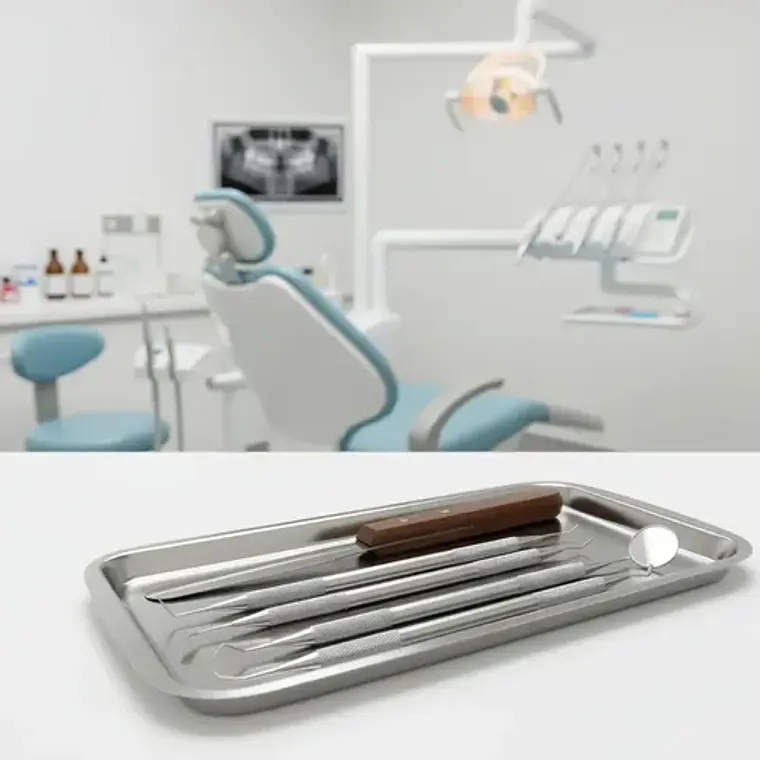 Espátula Para Para Yeso Dental Metálica Mango Madera 2