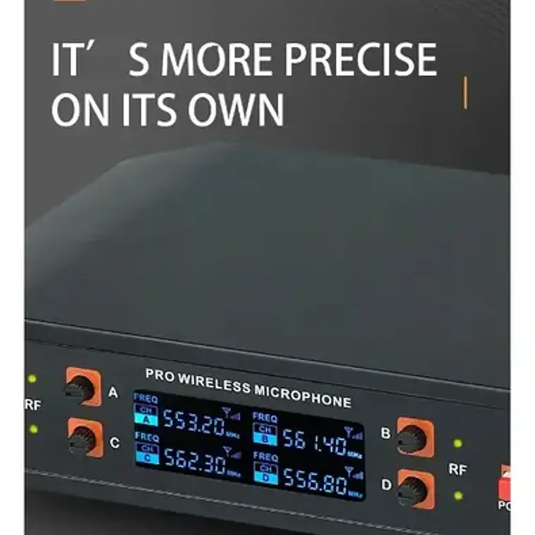 Micrófonos Inalámbricos Profesionales Karaoke Kit 4 Canalesuhf Receptor Alta Calidad Para Eventos Y Karaoke Negro 6