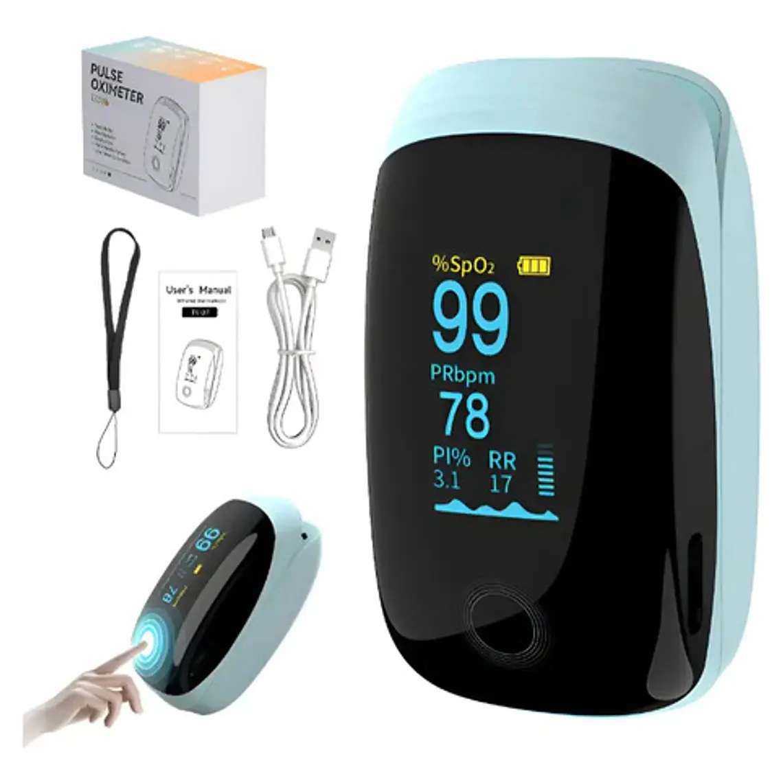 Oximetro De Pulso Usb Recargable Unico Oled El Mejor Stgo 7