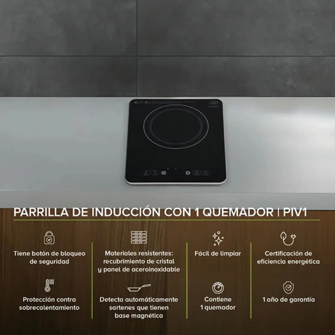 Encimera Con Alimentación Eléctrica - Avera Piv1 Color Negro - 1 Hornalla 8