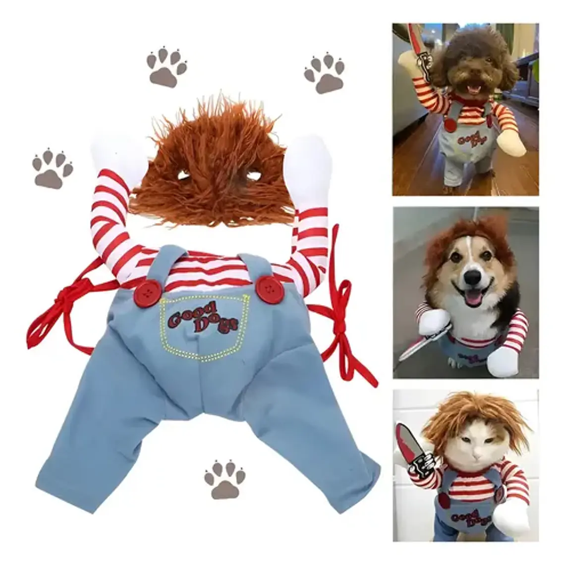 Disfraz Chucky Perros Gatos Halloween Tamaños 25