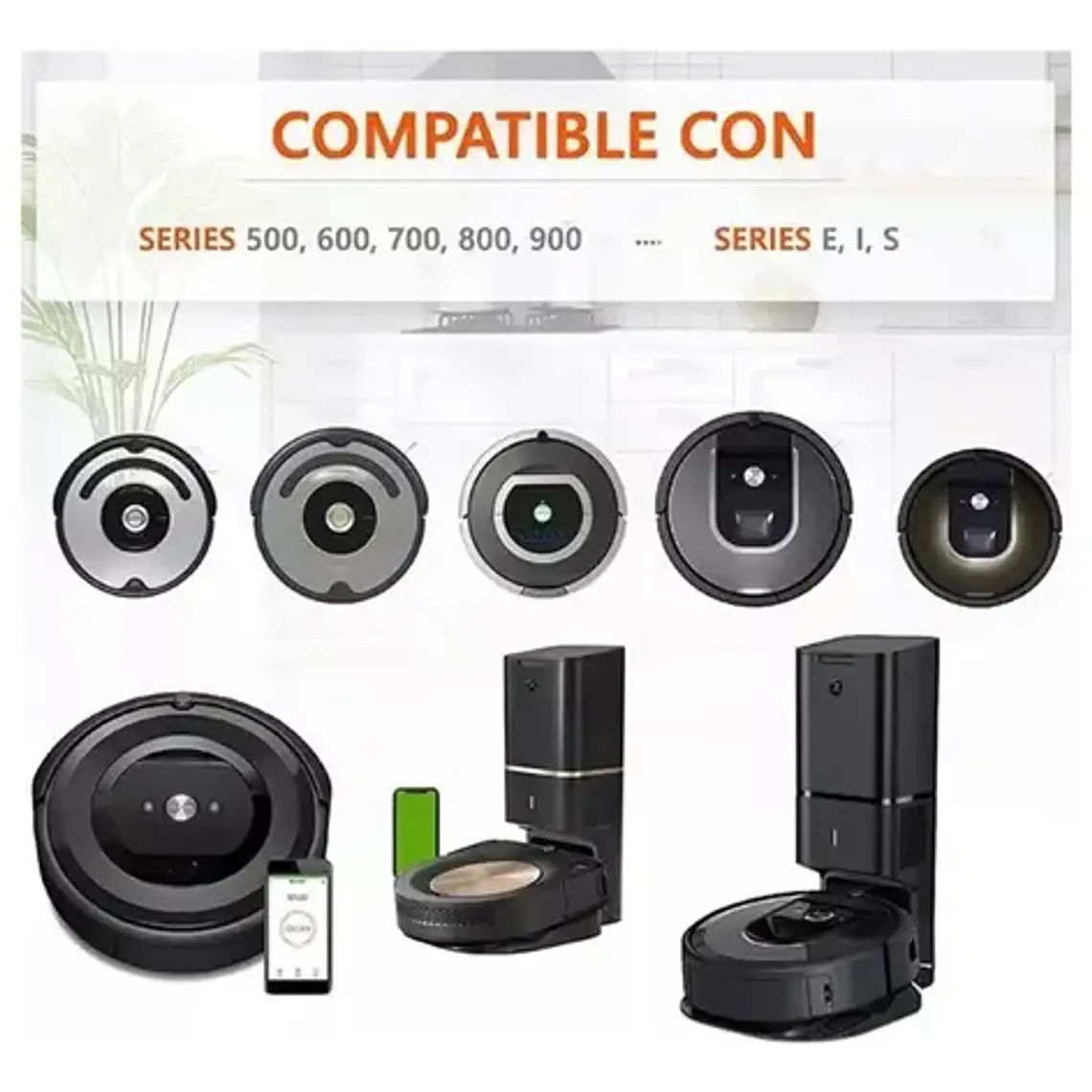 Par Repuestos Goma Rueda Irobot Serie 500 A 900 E5 E6 I7 S9 3