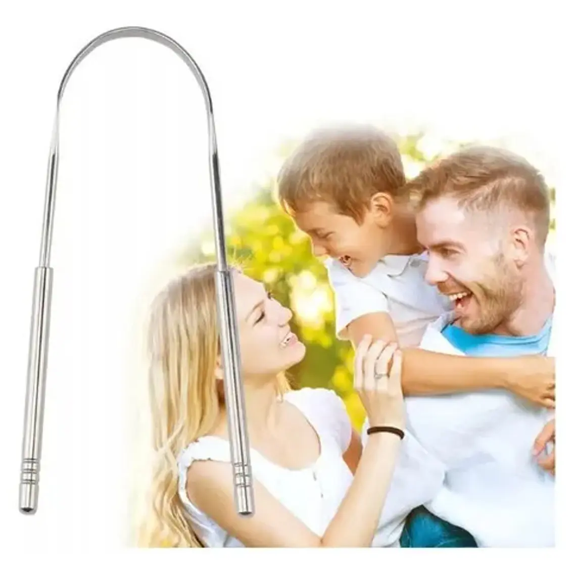 Raspador Limpiador Lengua Limpieza Lingual Facil Acero Inox Plateado 2