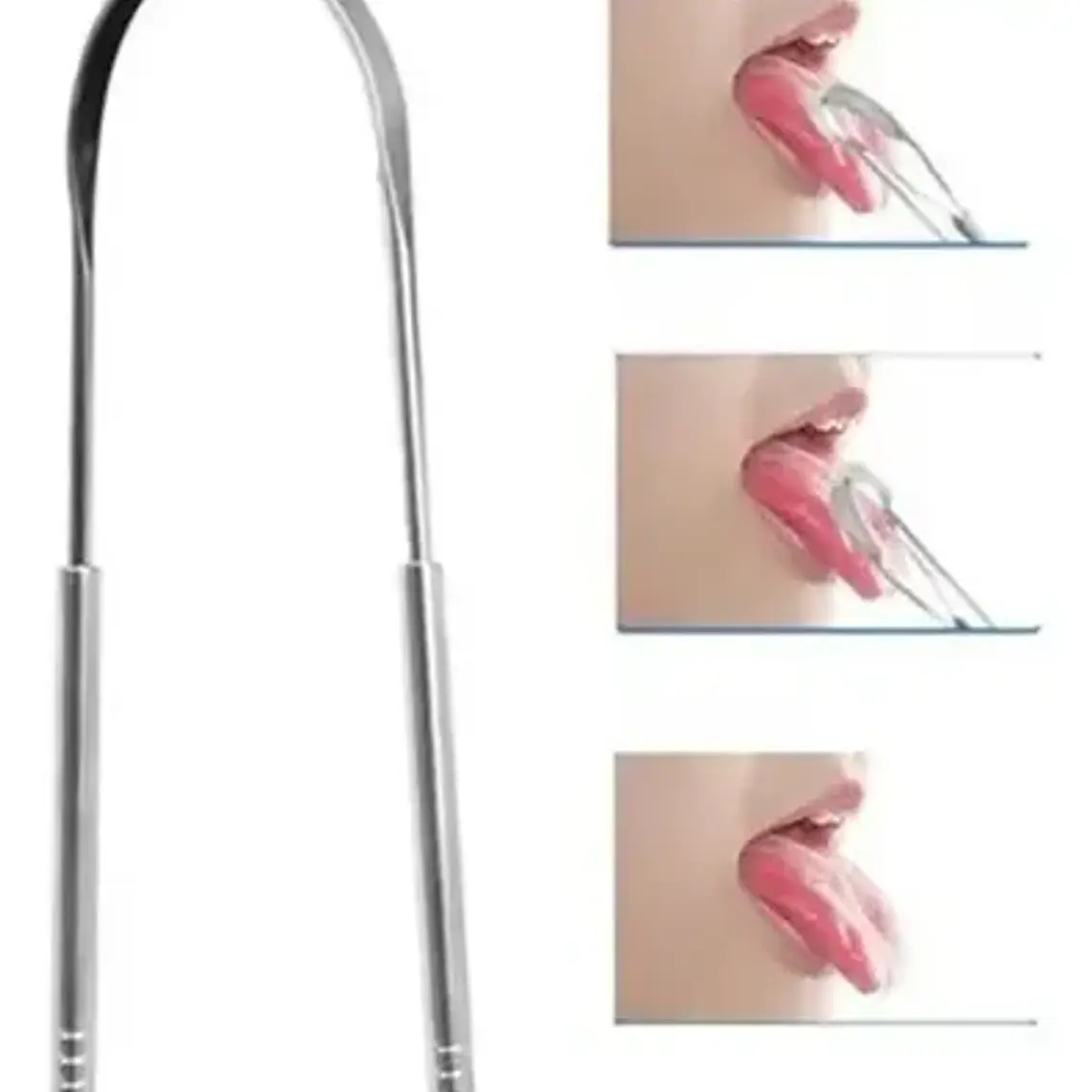 Raspador Limpiador Lengua Limpieza Lingual Facil Acero Inox Plateado 4