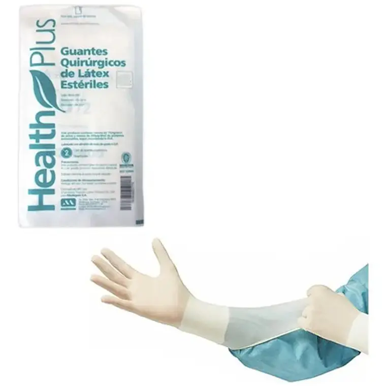 Guantes Quirúrgicos Health Plus Estéril Sin Polvo 50 Pares 8
