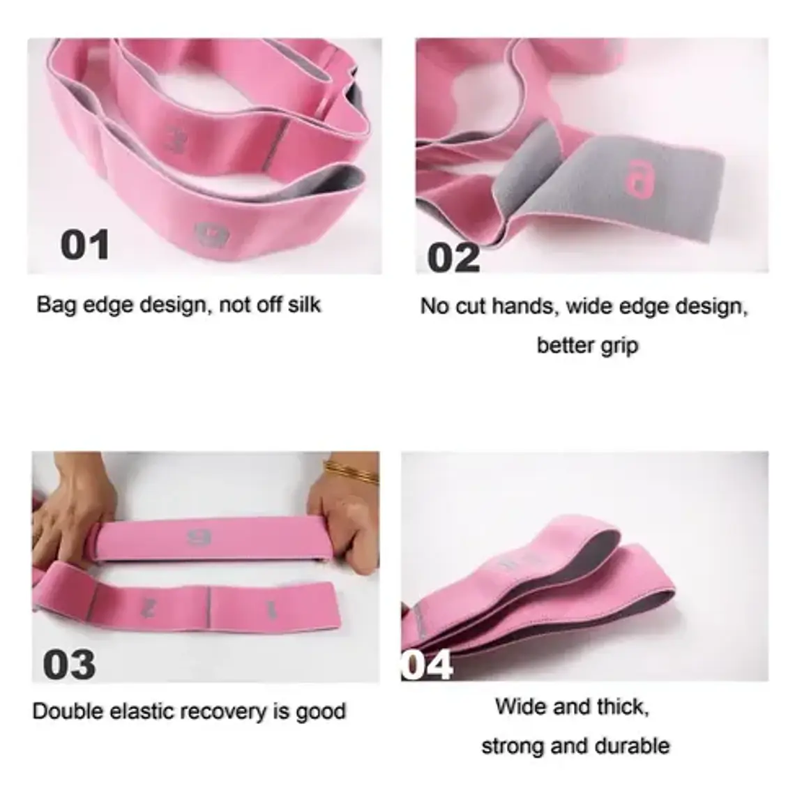 Banda Elástica Resistencia 9 Niveles Pilates Yoga 4cm Ancho 3