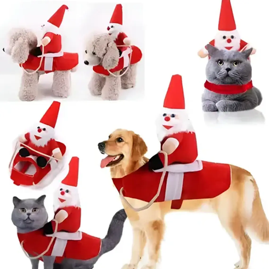 Disfraz Perros Gatos Santa Montado Navidad Calidad Tamaños 2