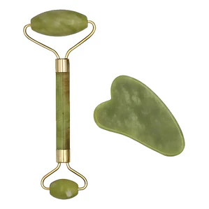 Rodillo Facial Roller Jade Doble + Piedra Gua Sha Santiago Todo Tipo De Piel