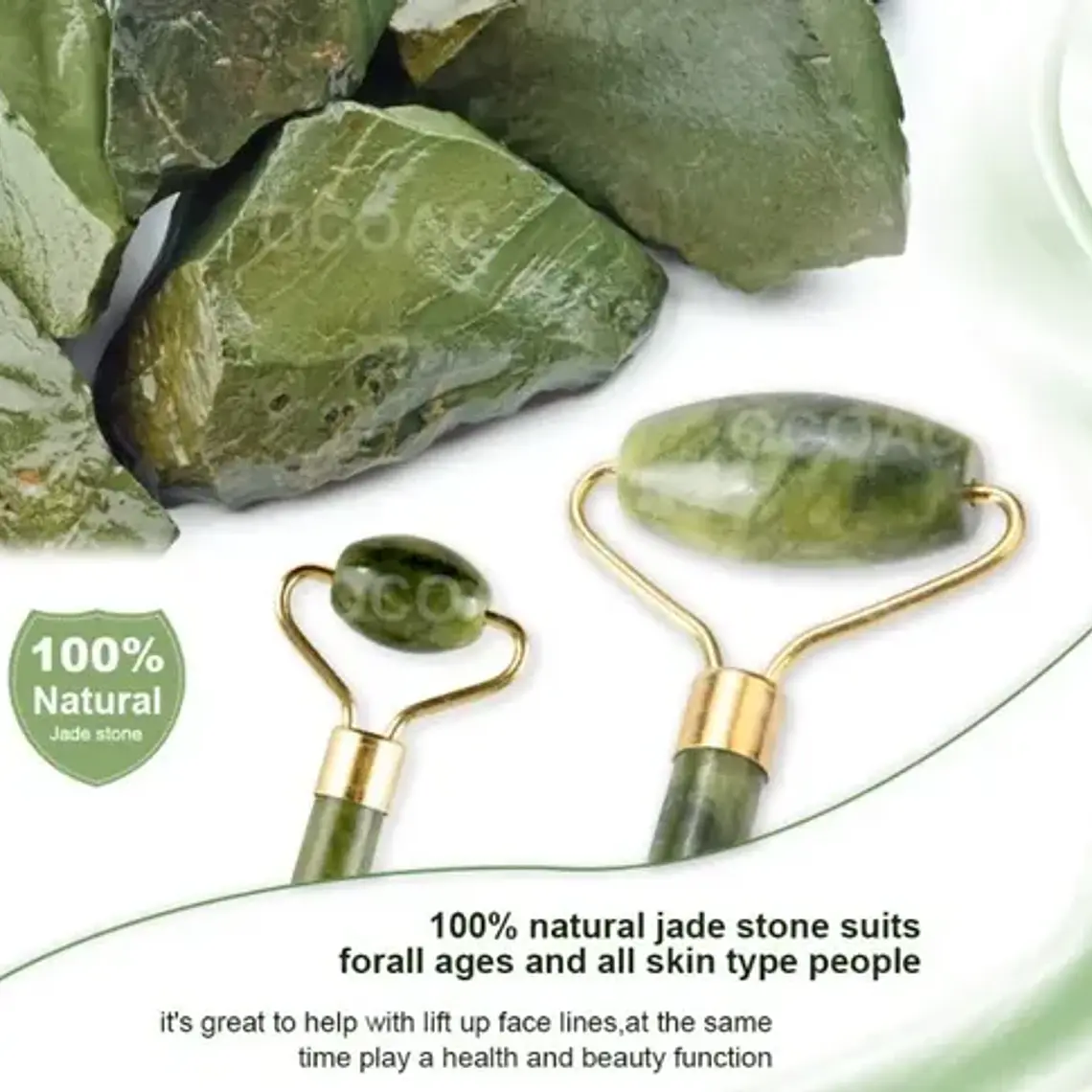 Rodillo Facial Roller Jade Doble + Piedra Gua Sha Santiago Todo Tipo De Piel 7