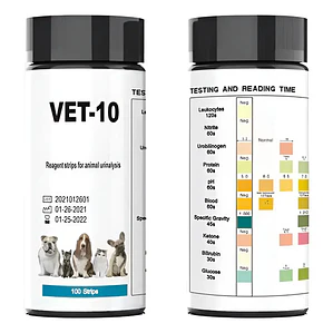 Set Tiras Medición Veterinario Orina Vet 10 Parámetros React