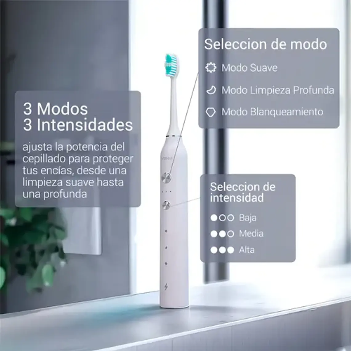 Osoji T100 Cepillo Dental Eléctrico Ultrasónico Recargable Color Blanco 2