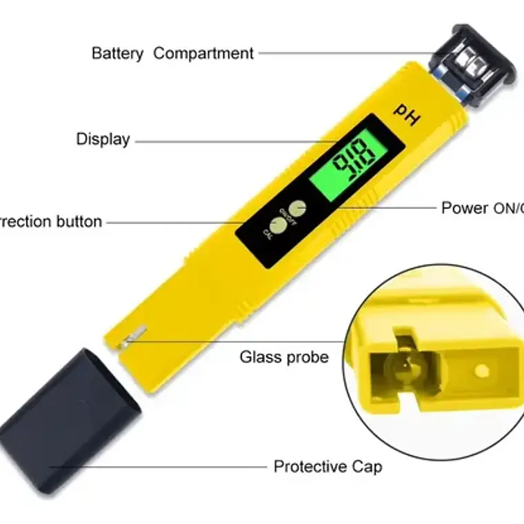 Medidor Digital De Ph Autocalibre Phmetro 3 Puntos C/estuche 9