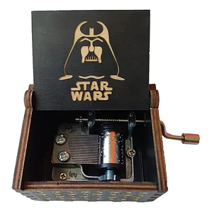 Caja Musical De Madera Con Manivela Star Wars Intro Famosa