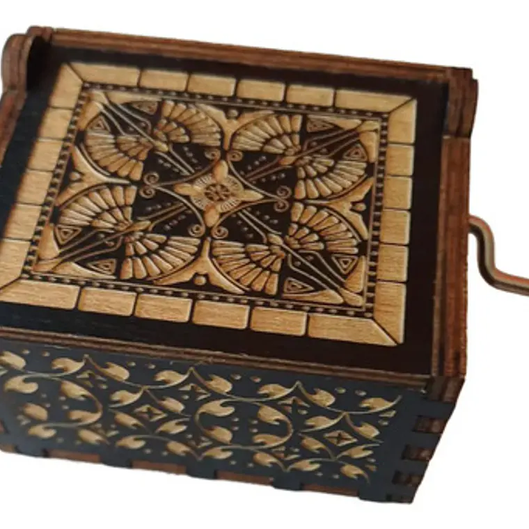 Caja Musical De Madera Con Manivela Star Wars Intro Famosa 4