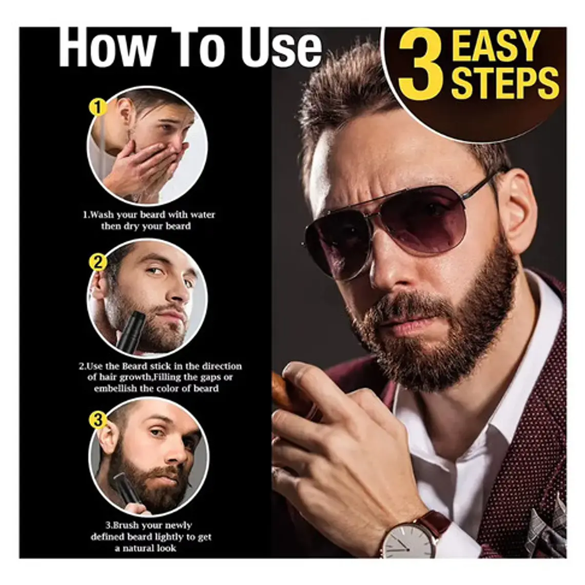 Tinte Lápiz Dual Temporal Para Barba Beard Shaping Premium 3