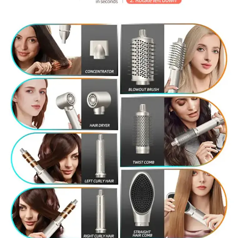 Secador Iónico Estilizador Multistyler Hair Dryer Único 8