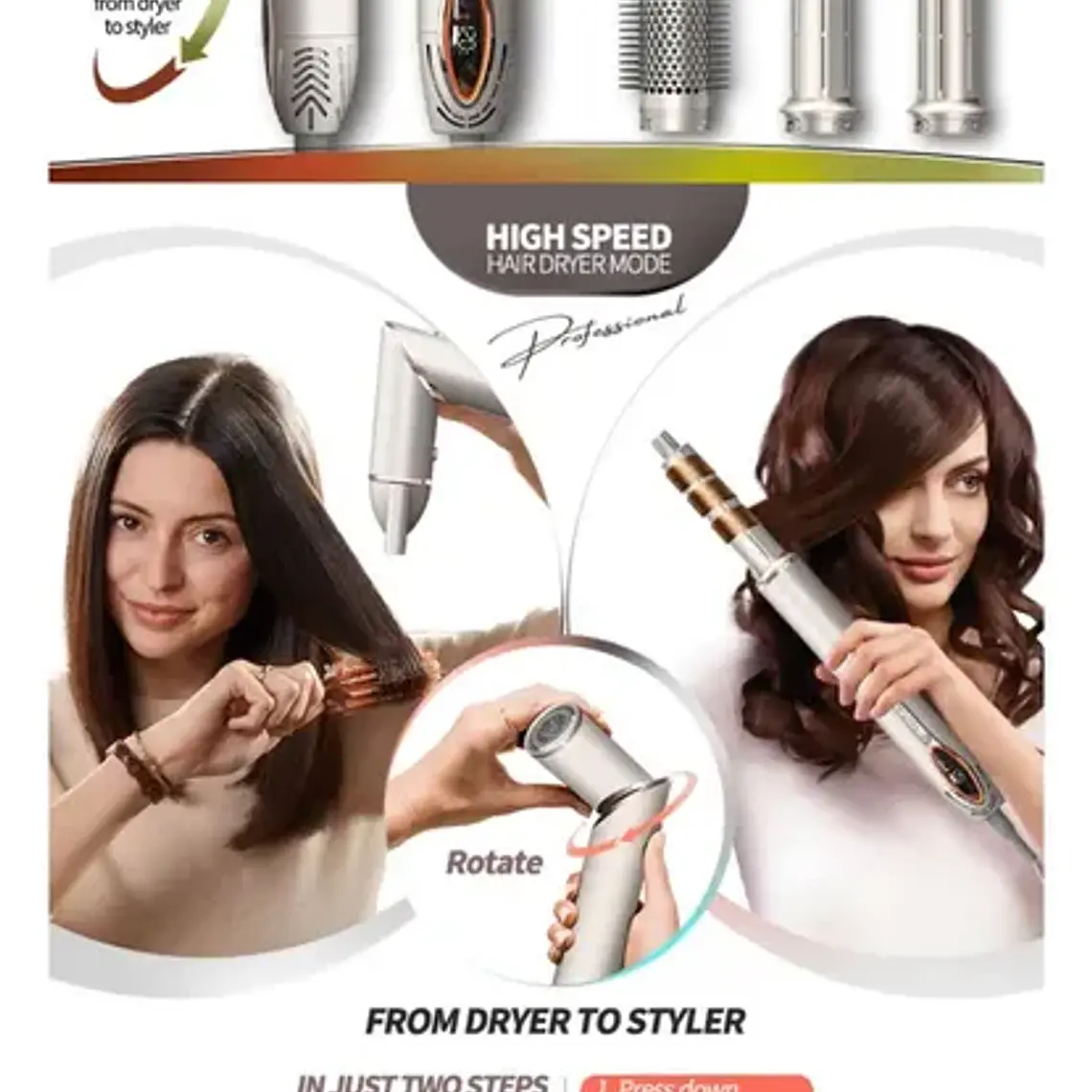 Secador Iónico Estilizador Multistyler Hair Dryer Único 19