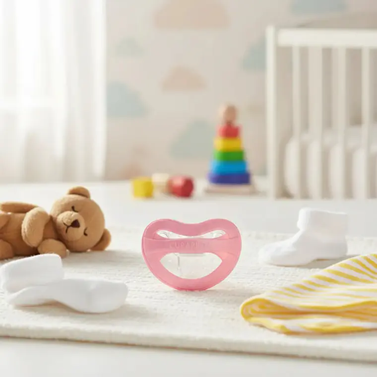 Set Chupete Fisiológico Bebés Curaprox + Sujetador Comodidad 1