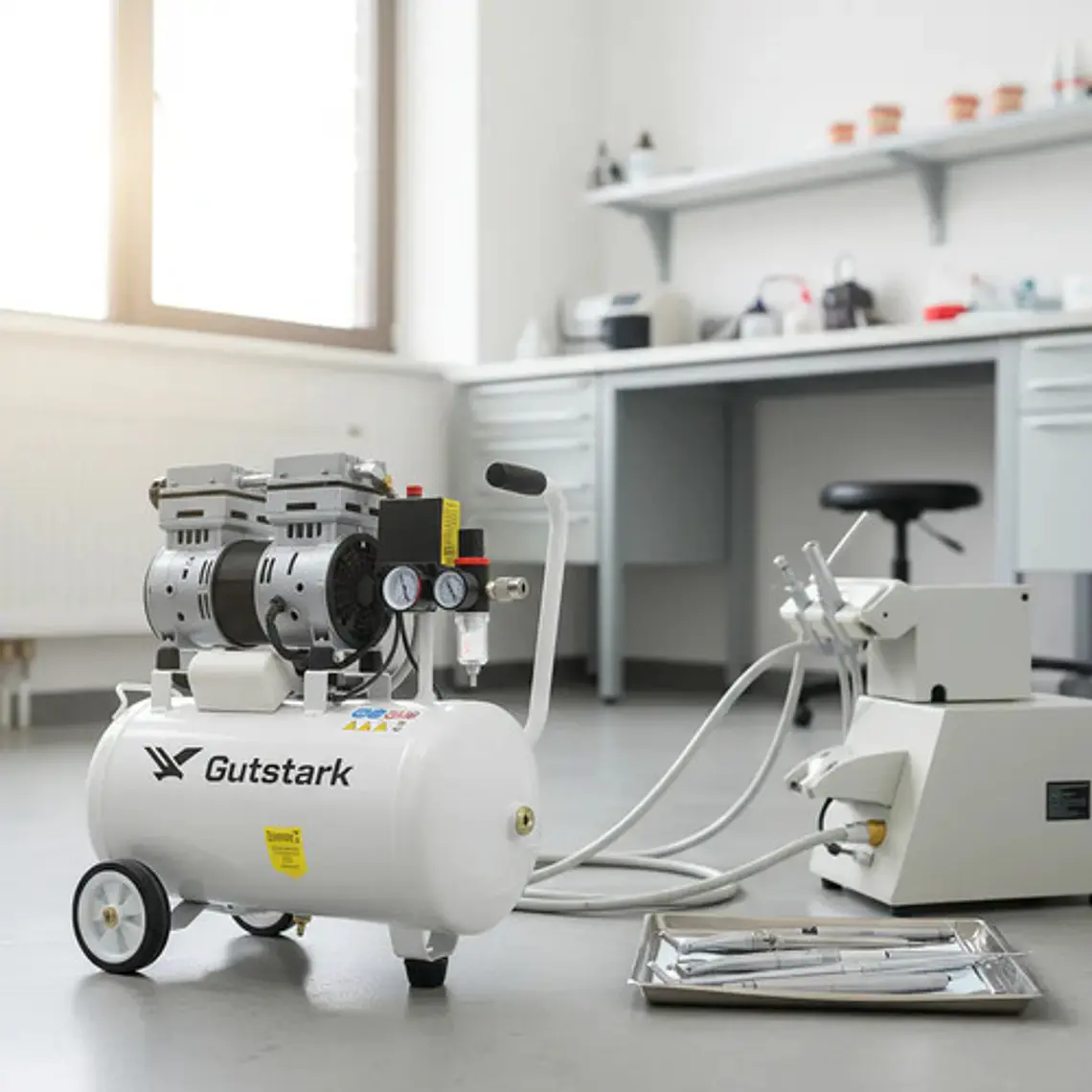 Compresor Dental Libre De Aceite Silencioso 25lts 1hp Prof. Color Blanco Fase Eléctrica Monofásica Frecuencia 60 3