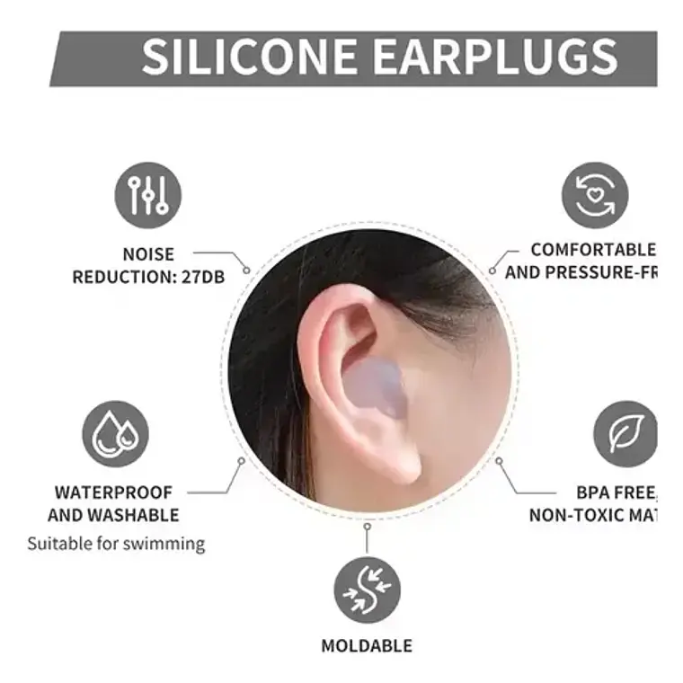 Tapones Oido Silicona Hipoalergénica Moldeable 3 Pares Stgo 9