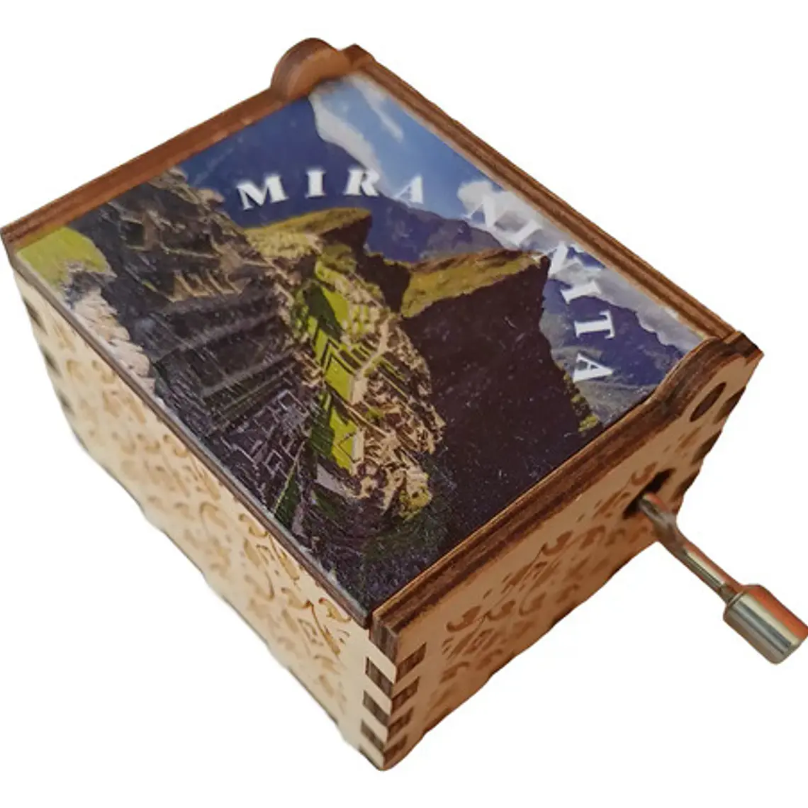 Caja Musical Madera Con Manivela Los Jaibas Mira Niñita Full 1
