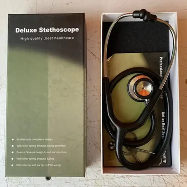 Estetoscopio Dual Fonendoscopio Doble Campana En Caja Negro 6