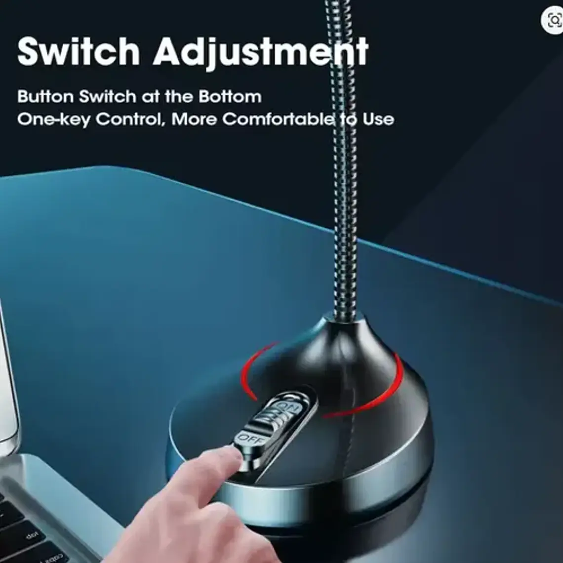 Micrófono De Pie Gamer Portátil Con Swich Flexible Y Macizo 4