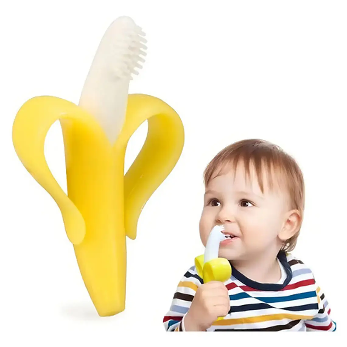 Banana Rascador De Encías Mordedor Cepillo Dientes Infantil Color Amarillo 1