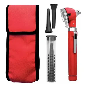 Otoscopio Led Optica +10 Conos Medico Reflejo Examen Colores Color Rojo