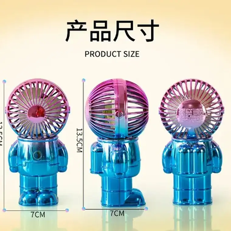 Ventilador Portátil Recargable Usb Pacard Astronauta Dorado De 14 Cm 3