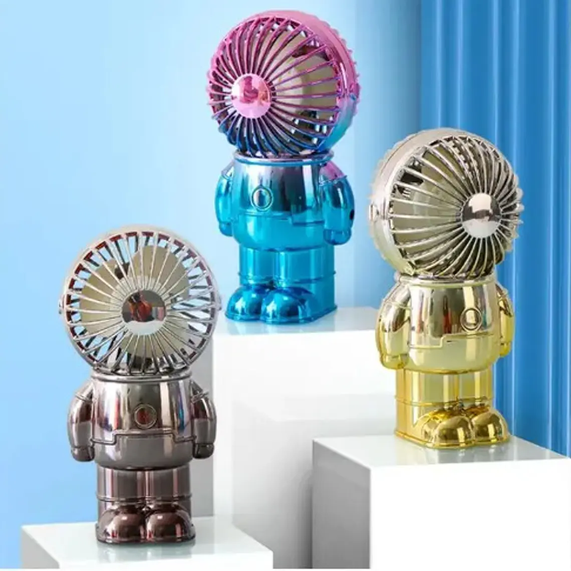 Ventilador Portátil Recargable Usb Pacard Astronauta Dorado De 14 Cm 4