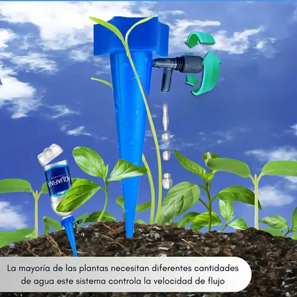 Estacas Riego Goteo Tlt Celeste 12 Uds Ajustable Para Botellas 7