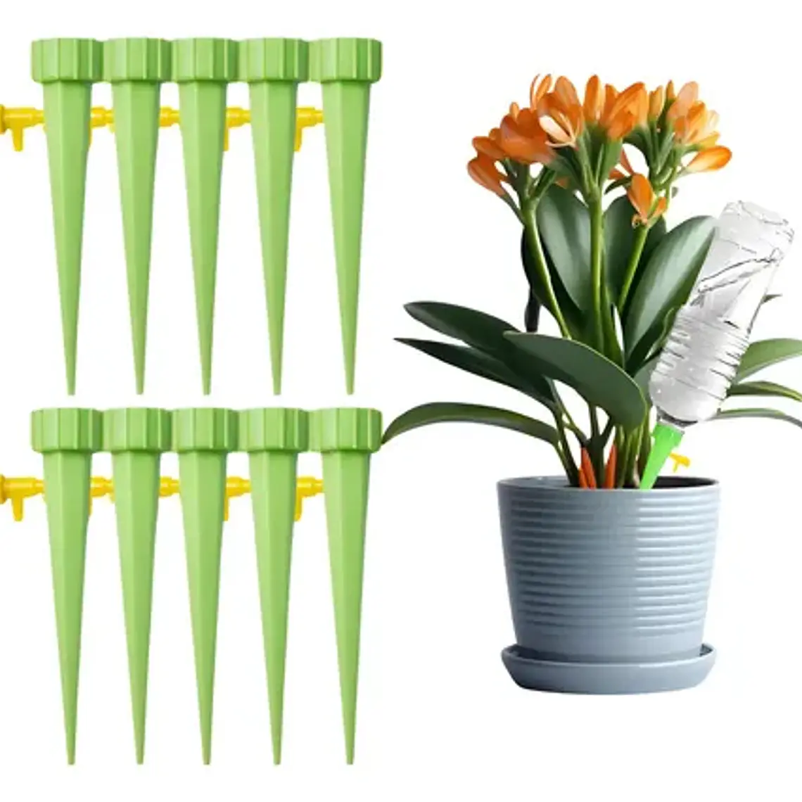 12 Estacas De Riego Por Goteo Cultivo Plantas Ecologico Color Verde Claro 1