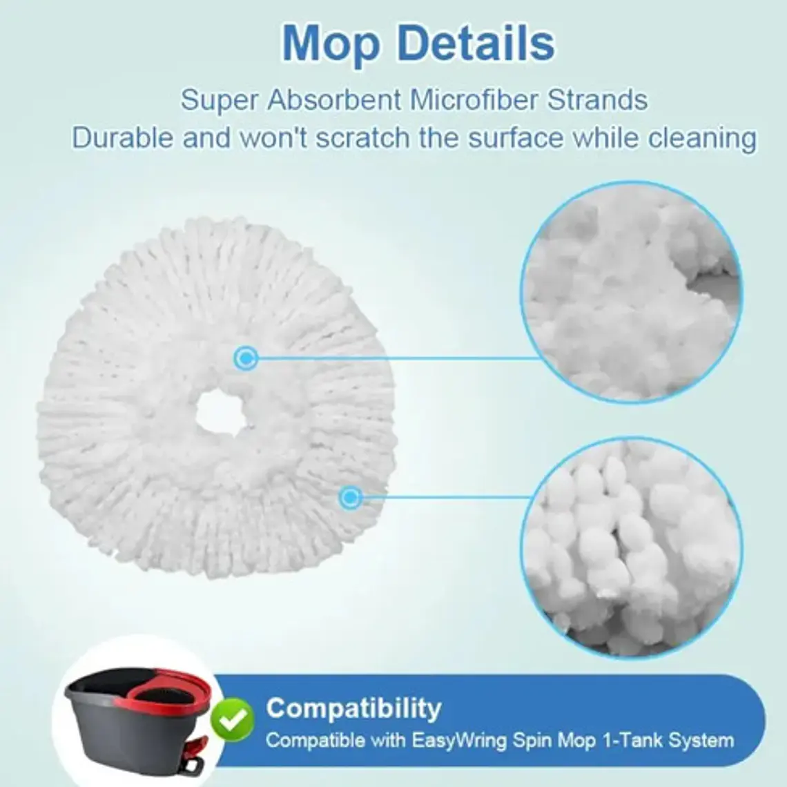 Repuesto Mopa Balde Con Pedal Easy Wring & Clean Por Unidad Color Blanco 7