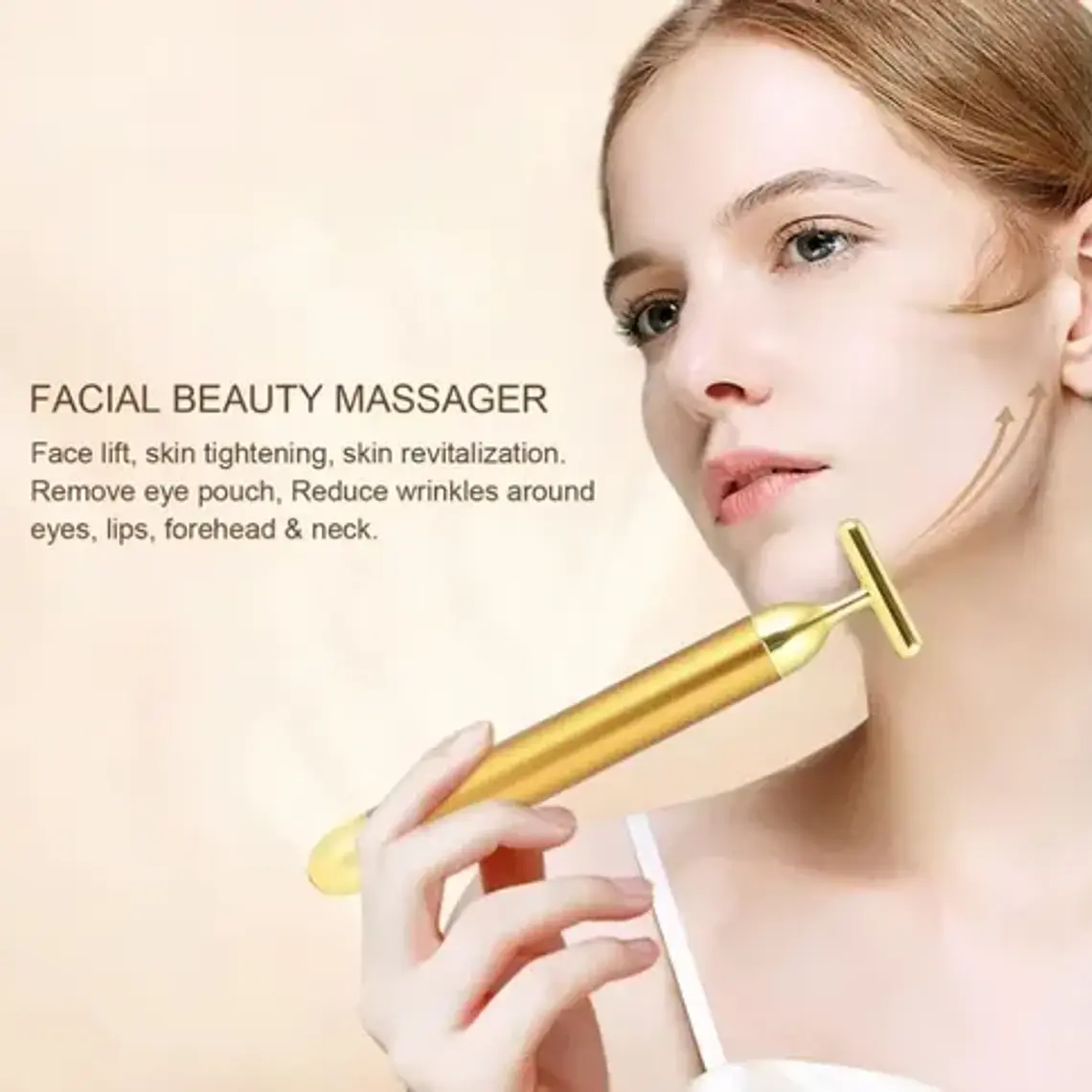 Rodillo Masajeador Facial Dorado Vibración Cuidado Piel 5