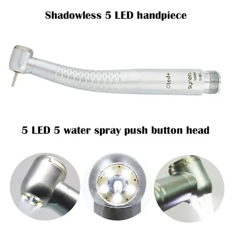 Turbina Dental Push Única 5 Led En Cabezal Premium Pacard Color Plateado Borden 8