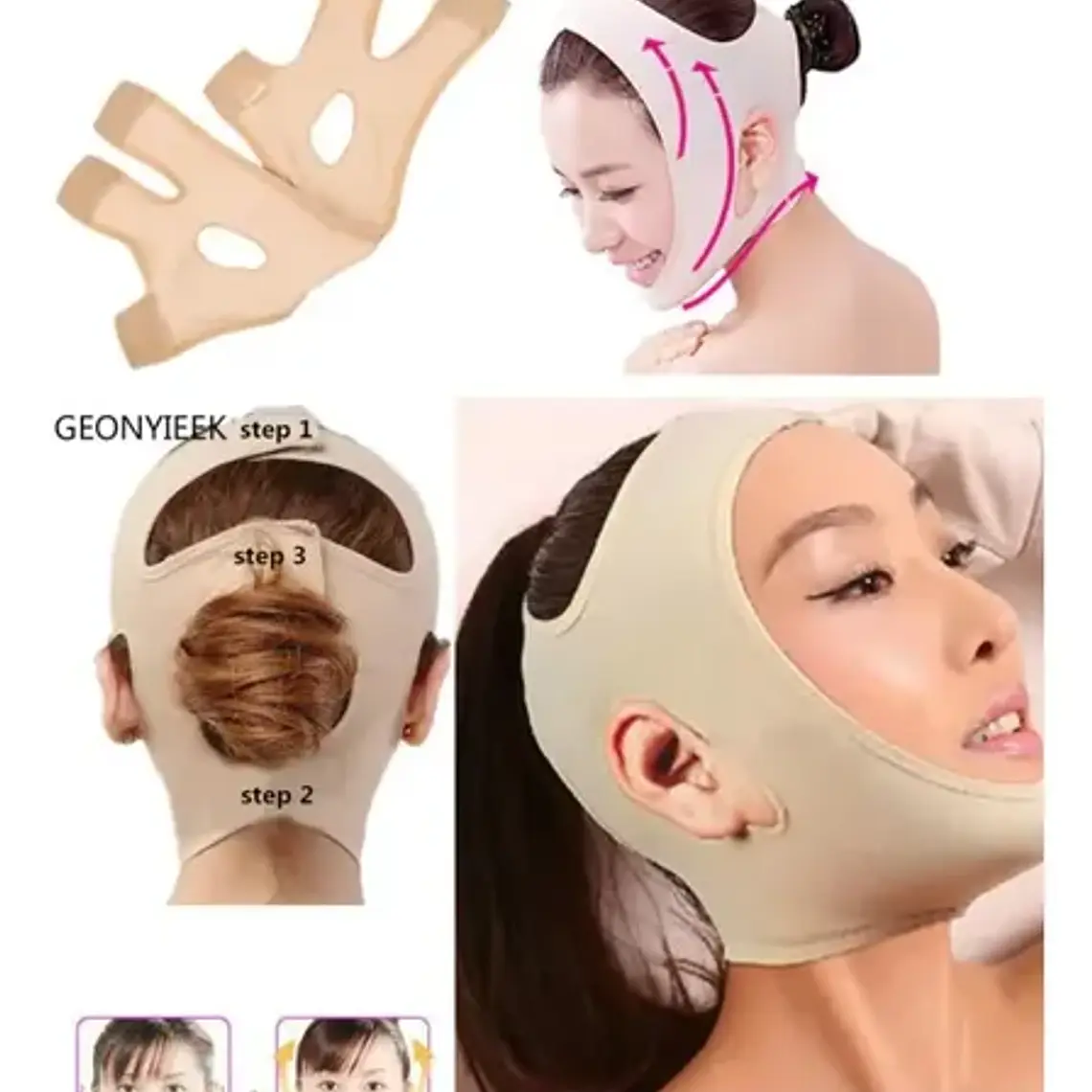 Mentonera Faja Facial 1 Par Pacard Caja Bichectomía Color Agua Talla Xxl 4