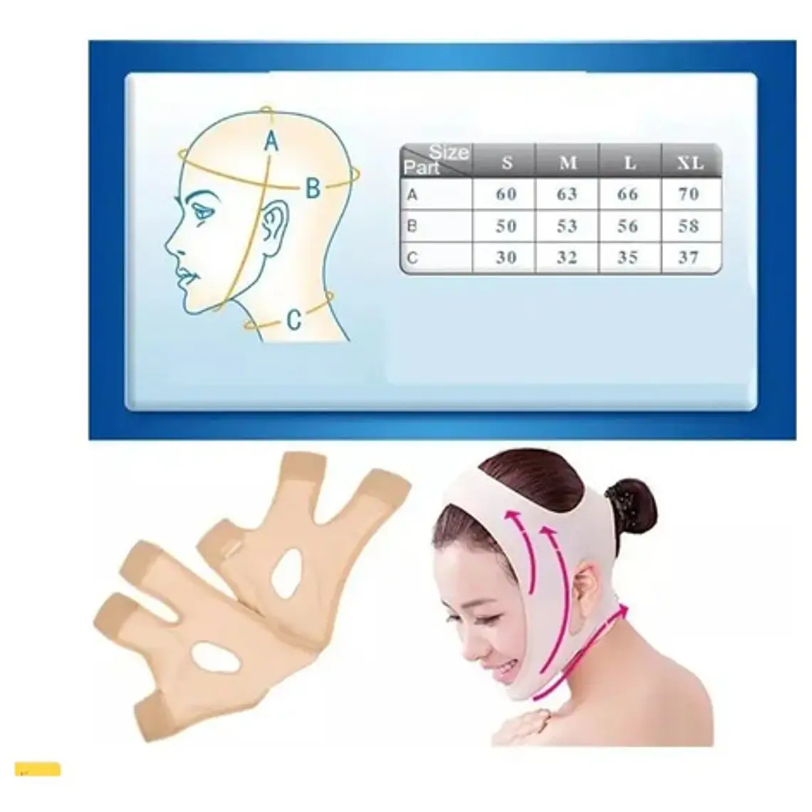Mentonera Faja Facial 1 Par Pacard Caja Bichectomía Color Agua Talla Xxl 7