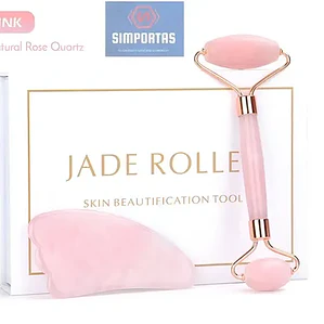 Rodillo Facial Jade Cuarzo Rosa Masajeador Estuche Deluxe Tipo De Piel Todo Tipo De Piel Día/noche
