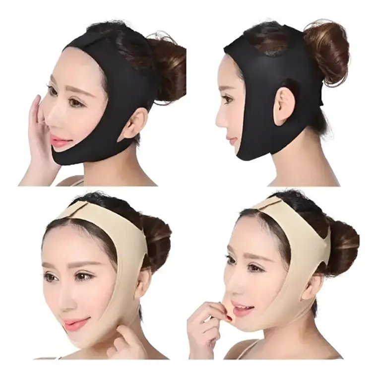 Mentonera Faja Facial Papada Rostro Medidas Full Color Negro Talla M 5