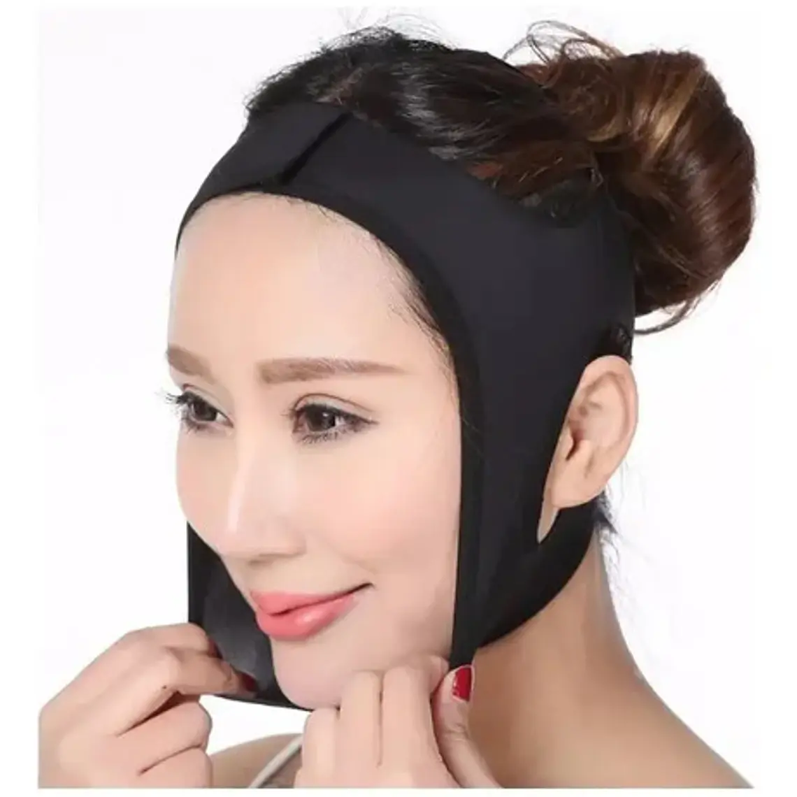 Mentonera Faja Facial Papada Rostro Medidas Full Color Negro Talla M 6
