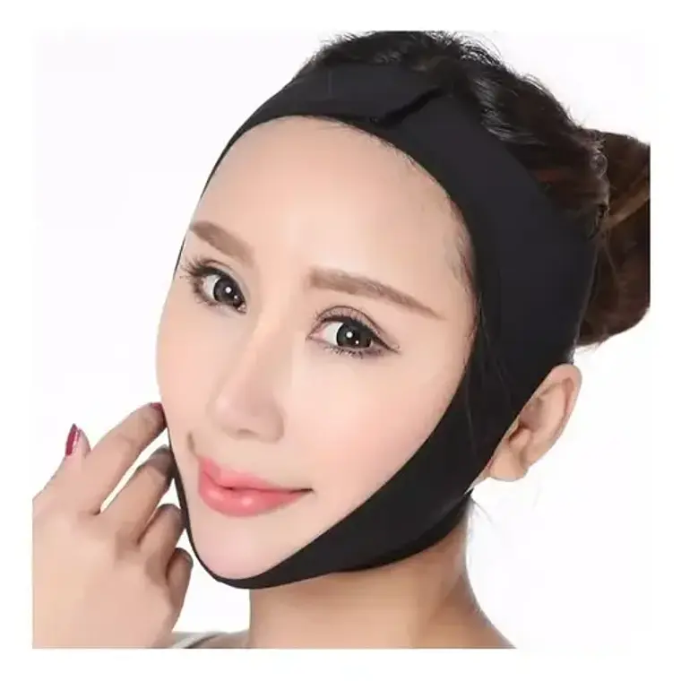 Mentonera Faja Facial Papada Rostro Medidas Full Color Negro Talla M 7