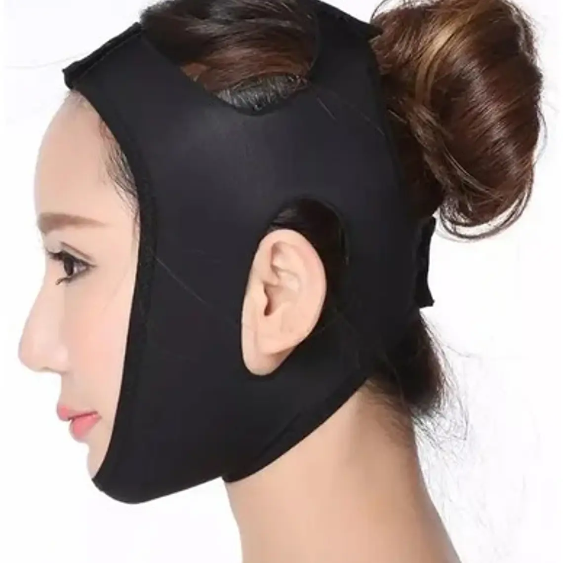 Mentonera Faja Facial Papada Rostro Medidas Full Color Negro Talla M 8